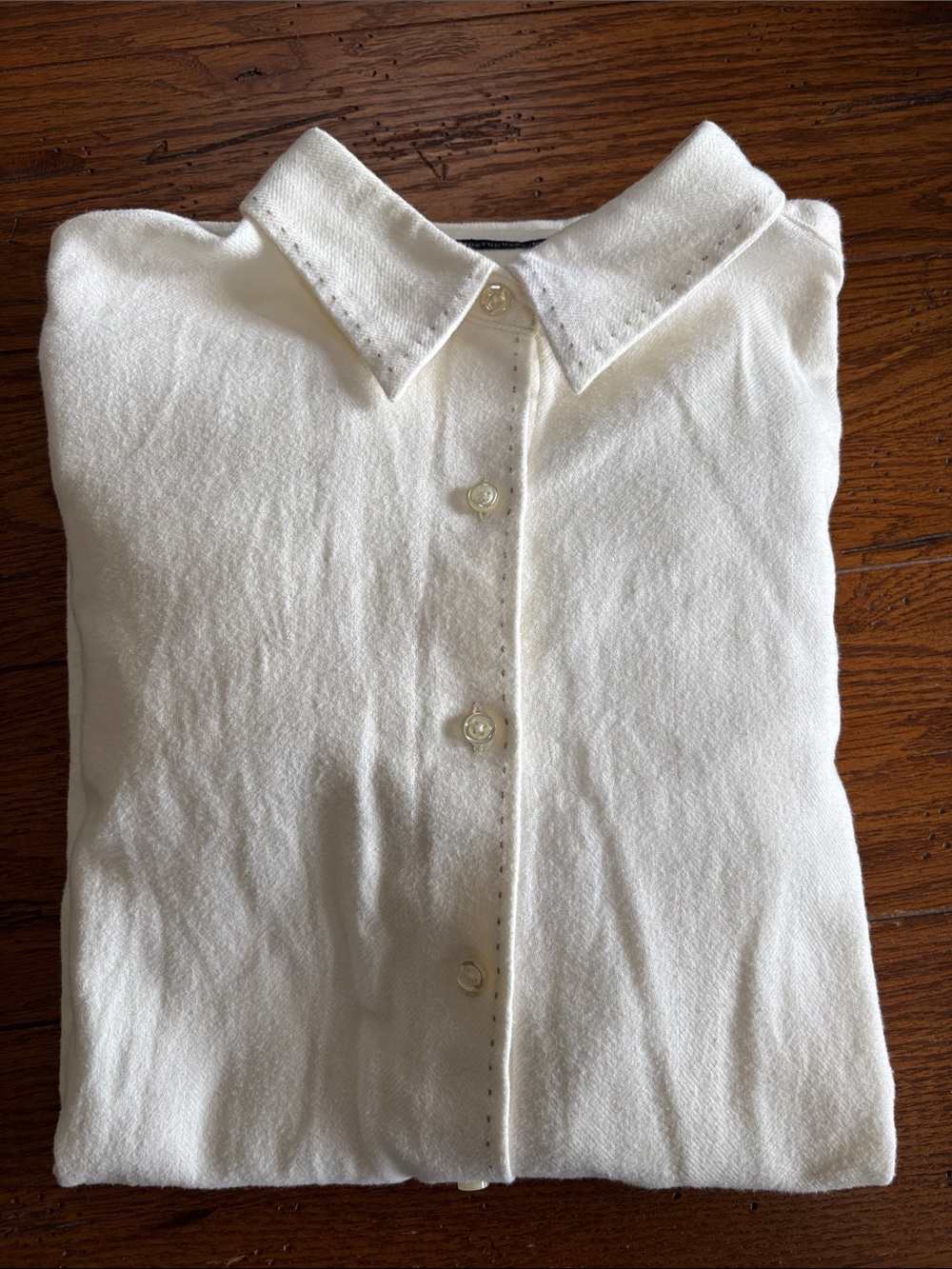 Lands End Portuguese Flannel Shirt Women’s Cotton Button Up Ivory Cream Size 2X - Picture 10 of 10